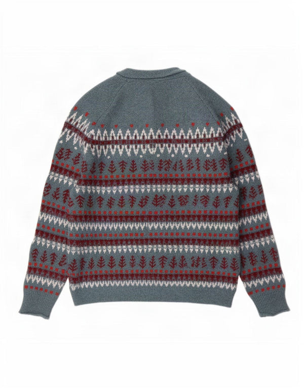 White Stuff Damen Pullover mit Rundhalsausschnitt, UK 14, Mittelblau, Fair Isle