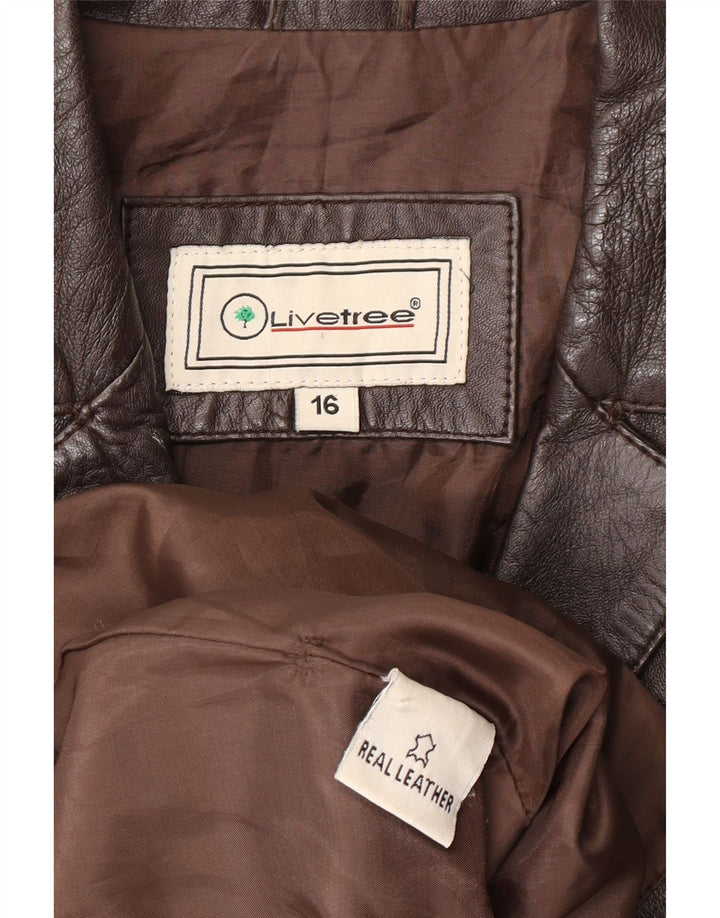 LIVE TREE Mens Leather Jacket UK 16 Large Brown Leather