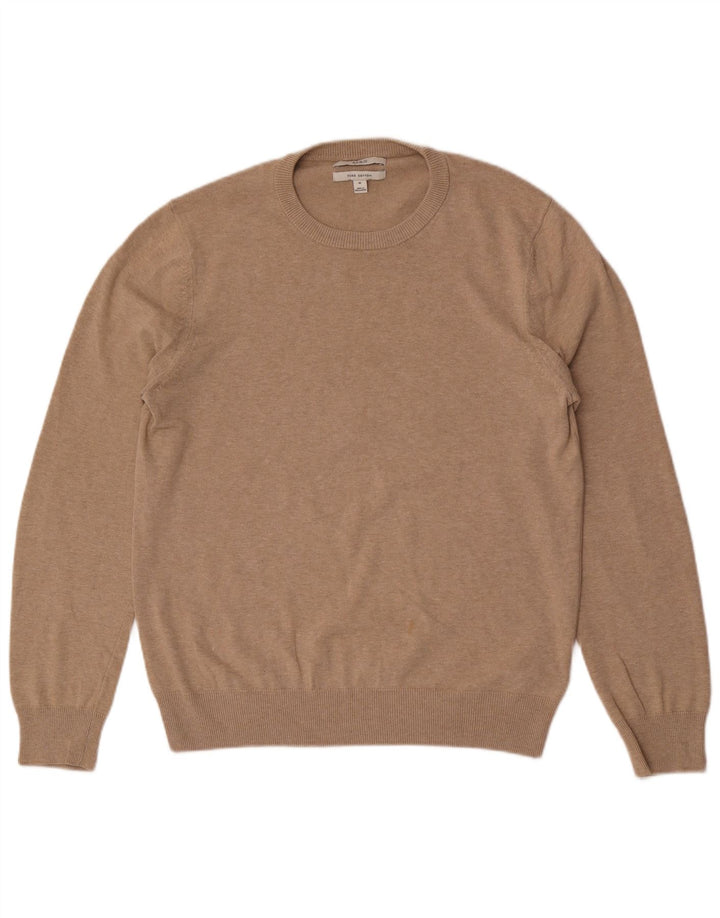 Marks & Spencer Herre sweater med rund hals, medium beige bomuld