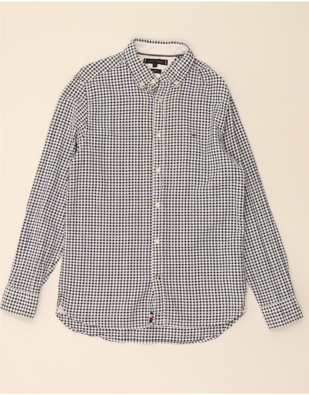 TOMMY HILFIGER Mens Slim Fit Shirt Medium Multicoloured Gingham Cotton