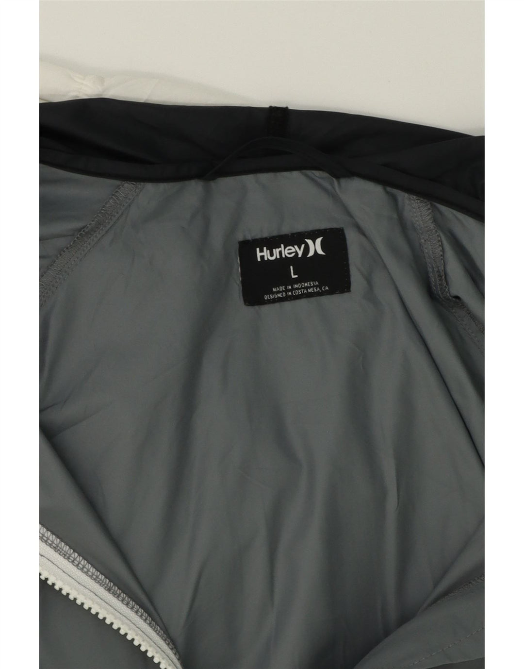 HURLEY Mens Hooded Rain Jacket UK 40 Large White Colourblock Polyester Vintage Hurley and Second-Hand Hurley from Messina Hembry 