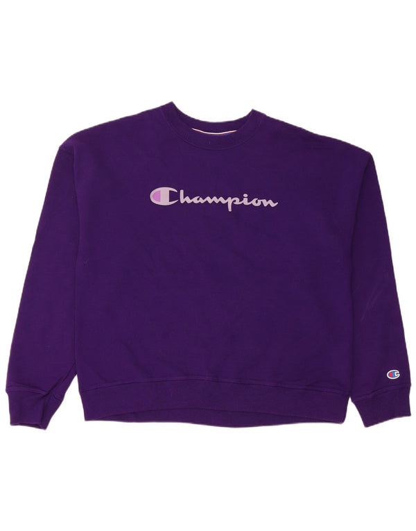 Champion Womens Sweatshirt Jumper UK 14 Medium Purple Cotton
