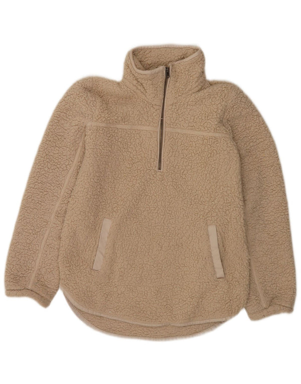 Abercrombie & Fitch γυναικείο φερμουάρ Fleece Jumper UK 10 Small Beige