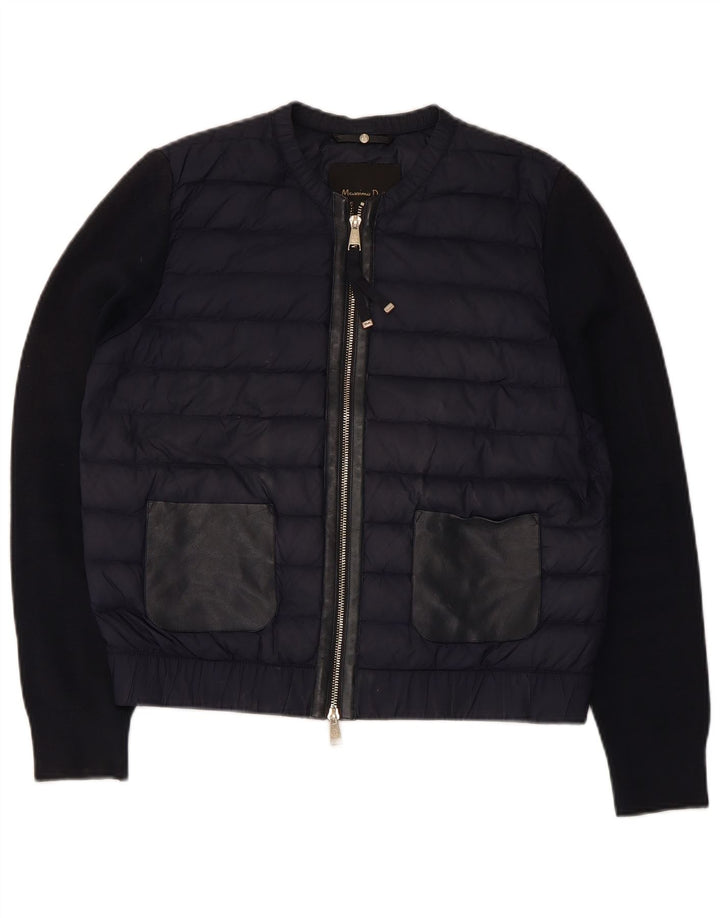 Massimo Dutti Womens Padded Jacket UK 14 Medium Navy Blue Nylon