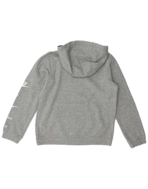 Chłopięcy sweter z kapturem Nike z grafiką, 12-13 lat, duży, szary, bawełniany w plamki