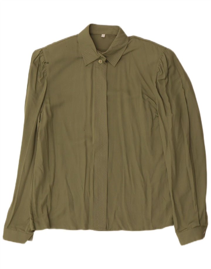 VINTAGE Womens Shirt Blouse EU 36 Small Green Viscose