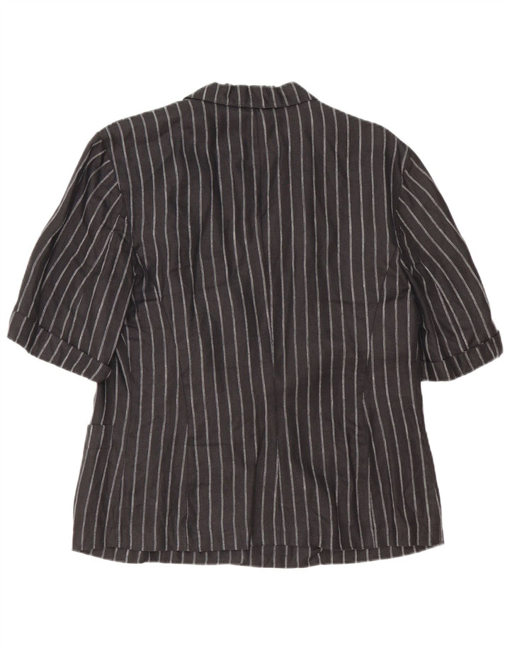 Max Mara Dame 2 Button Blazer Jacket UK 14 Medium Black Pinstripe