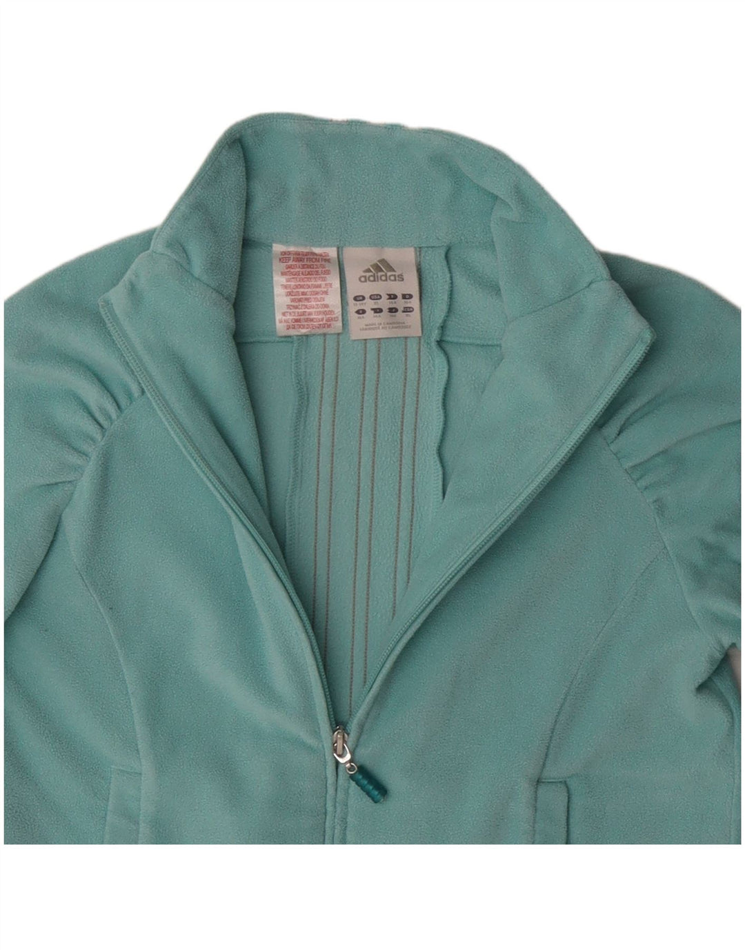 ADIDAS Girls Graphic Fleece Jacket 13-14 Years Blue Polyester