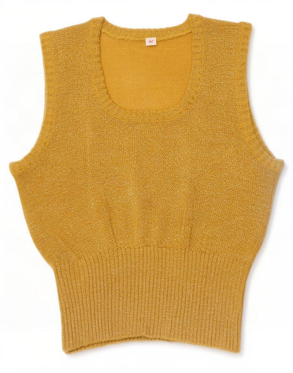 vintage Womens Crop Vest Débardeur IT 42 Or Moyen