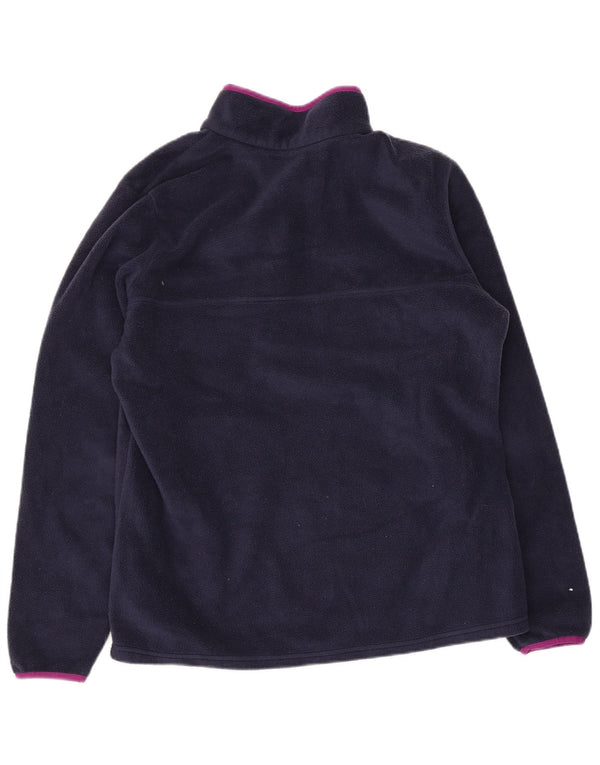 Columbia Womens Button Neck Fleece Jumper UK 16 Large Navy Blue Polyester
