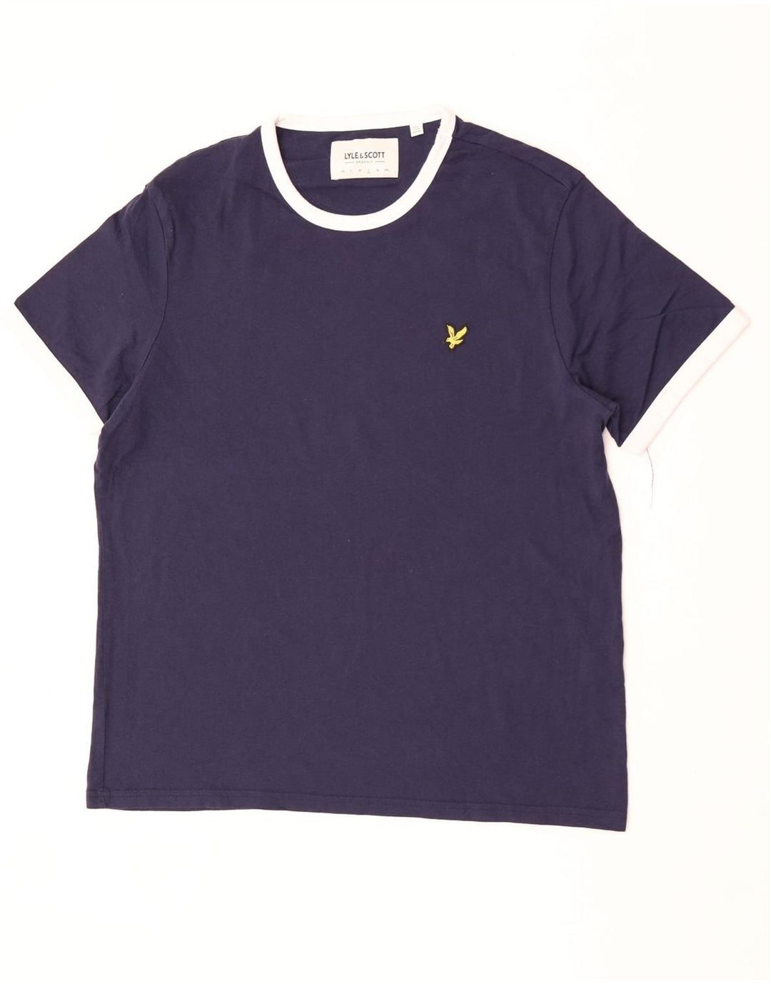 Lyle & Scott Mens T-Shirt Top Large Navy Blue Colourblock
