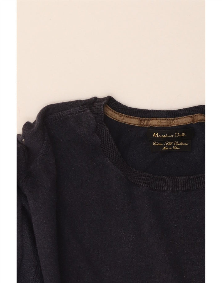 MASSIMO DUTTI Maglione da uomo girocollo in cotone medio blu navy