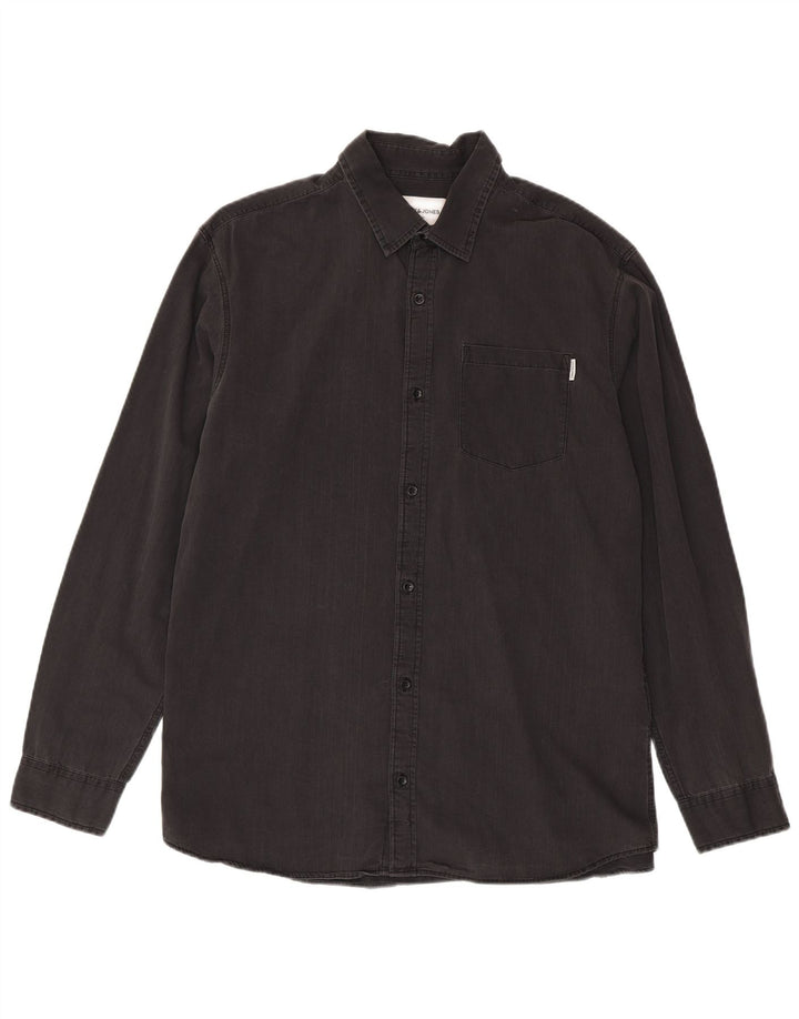 Jack & Jones Mens Denim Shirt XL Grey Cotton
