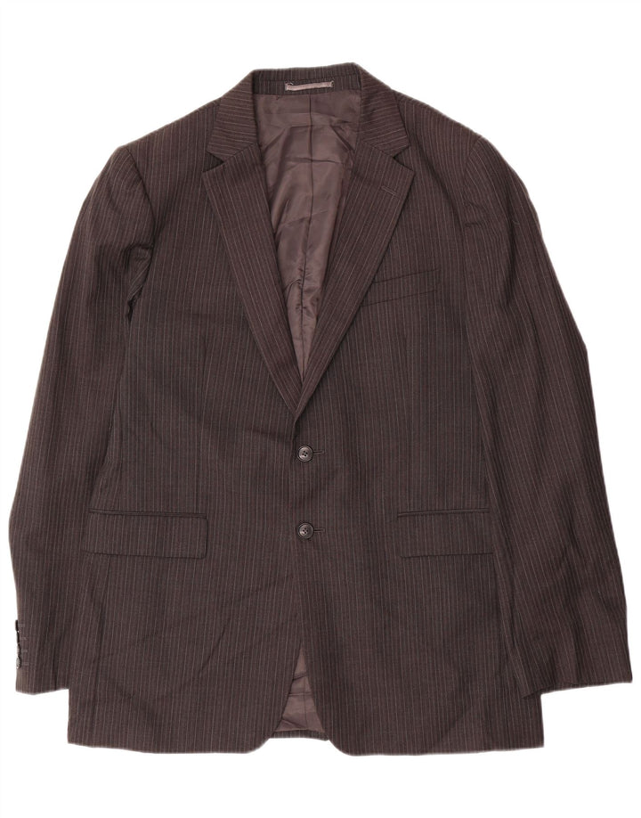 Jaeger Mens 2 Button Blazer Jacket UK 42 XL Grey Pinstripe Wool