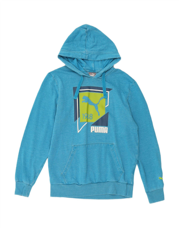 PUMA Mens Graphic Hoodie Jumper Medium Blue Cotton