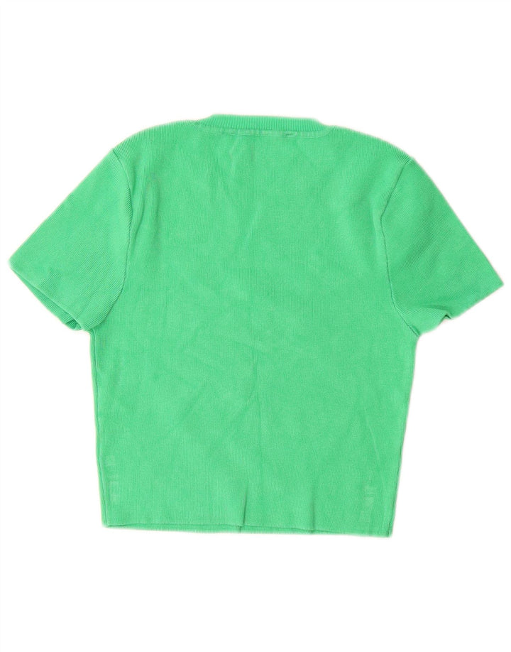 ZARA Womens Crop Blouse Top UK 12 Medium Green Viscose