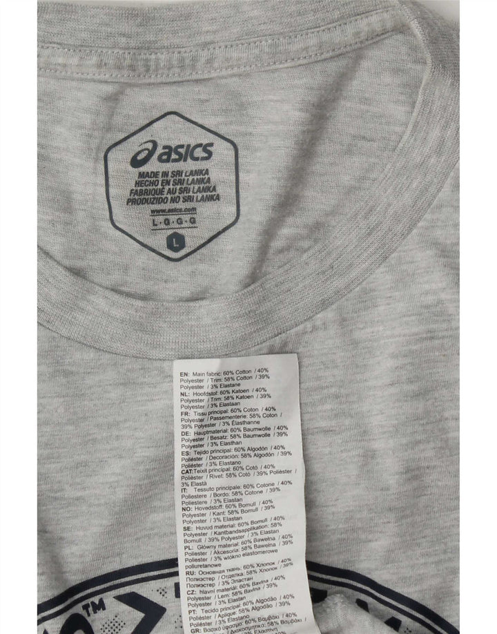 Asics Mens Graphic T-Shirt Top Large Grey Cotton