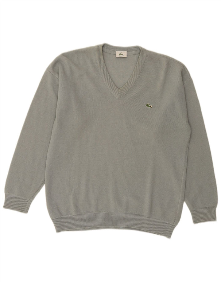 Lacoste Mens V-Neck Jumper Sweater Size 3 Small Green Wool