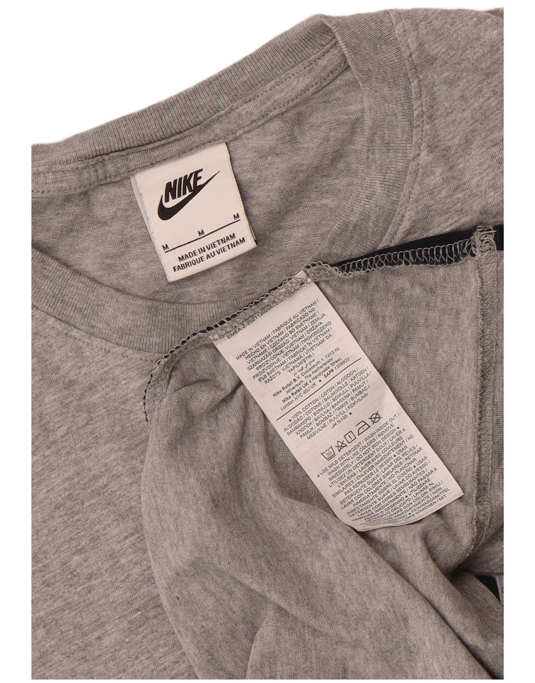 Nike Mens Graphic T-Shirt Top Medium Grey Colourblock Cotton