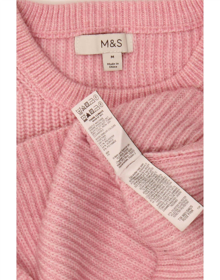 Maglione maglione con scollo a barca da donna Marks & Spencer UK 14 Poliestere rosa medio