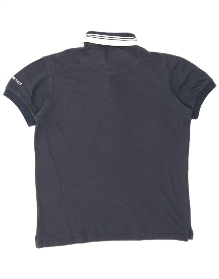 TRUSSARDI Mens Polo Shirt Medium Navy Blue