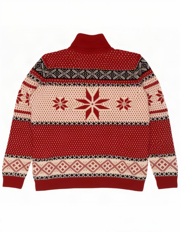 Marco Pecci Damen Rollkragenpullover Pullover UK 20 2XL Rote Fair-Isle-Wolle