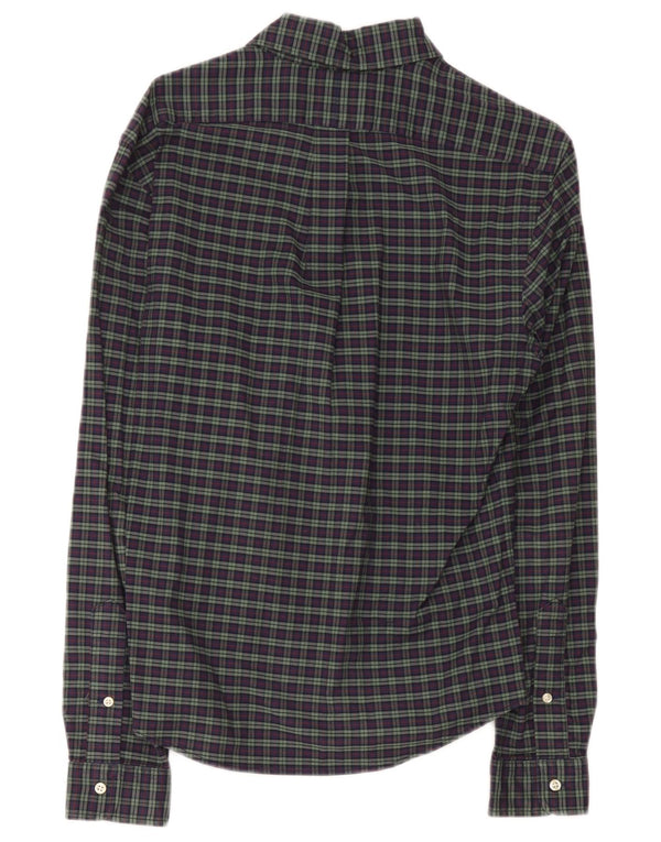 Ralph Lauren Camicia da uomo slim fit Oxford elasticizzata a quadri piccoli blu navy