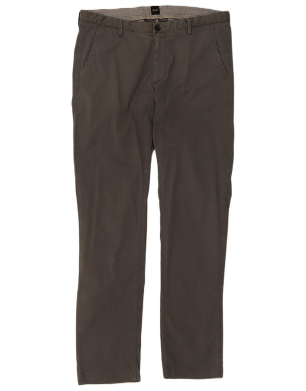 Hugo Boss Pantalones chinos ajustados para hombre EU48 Medium W32 L30 Algodón gris