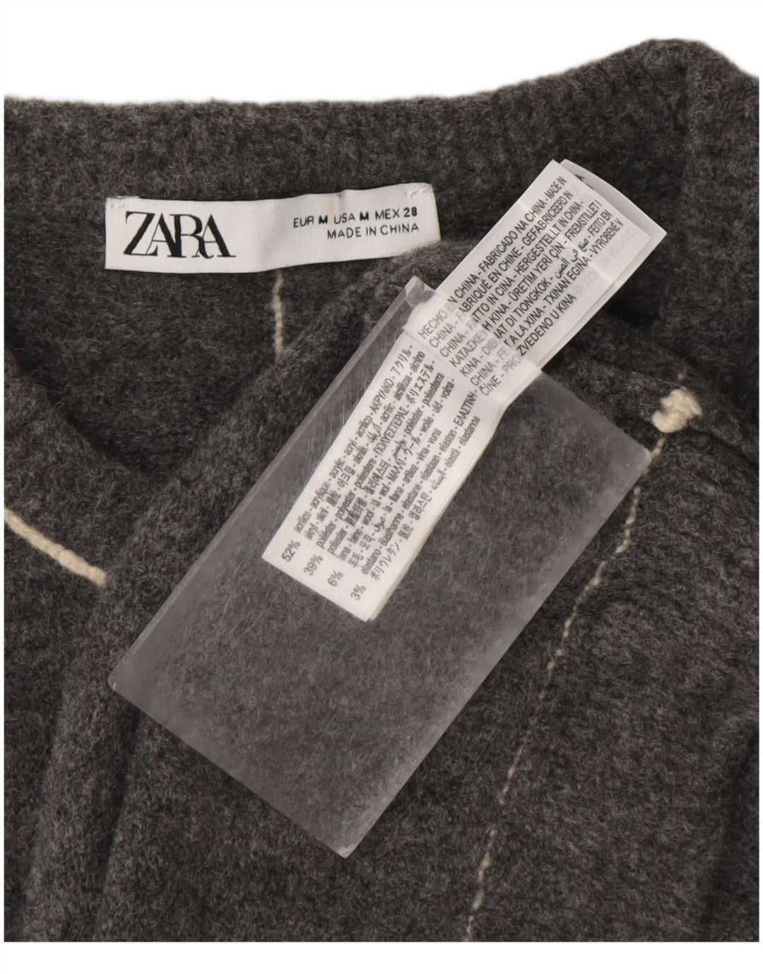 ZARA Womens Crew Neck Jumper Sweater UK 12 Medium Grey Acrylic
