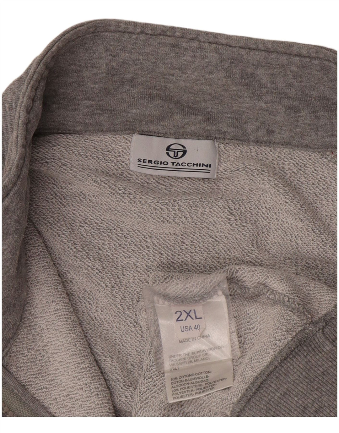 Sergio Tacchini Mens Tracksuit Top Jacket 2XL Grey Colourblock Cotton