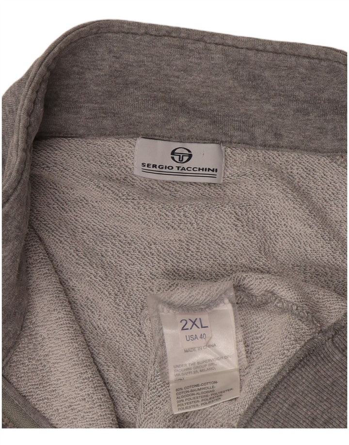 Sergio Tacchini Mens Tracksuit Top Jacket 2XL Grey Colourblock Cotton