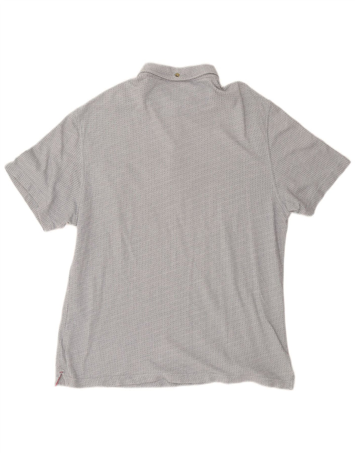 WHITE STUFF Mens Polo Shirt Large Grey Geometric Cotton
