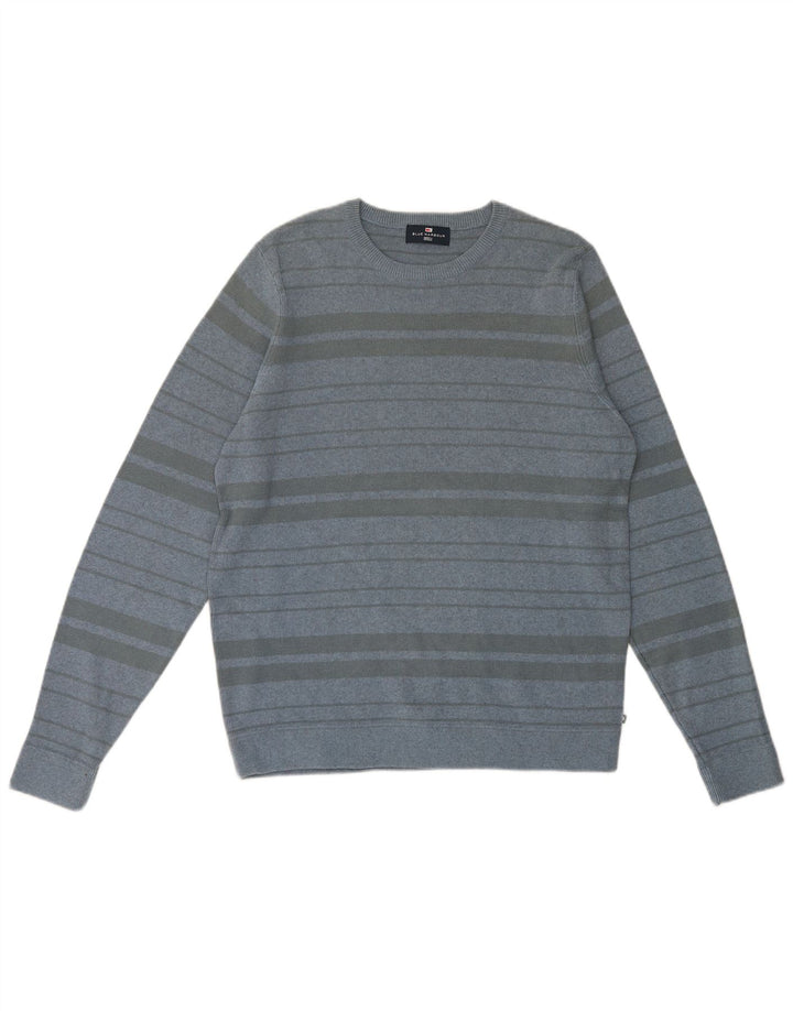 Maglione maglione girocollo da uomo Marks & Spencer blu Harbour a righe medie