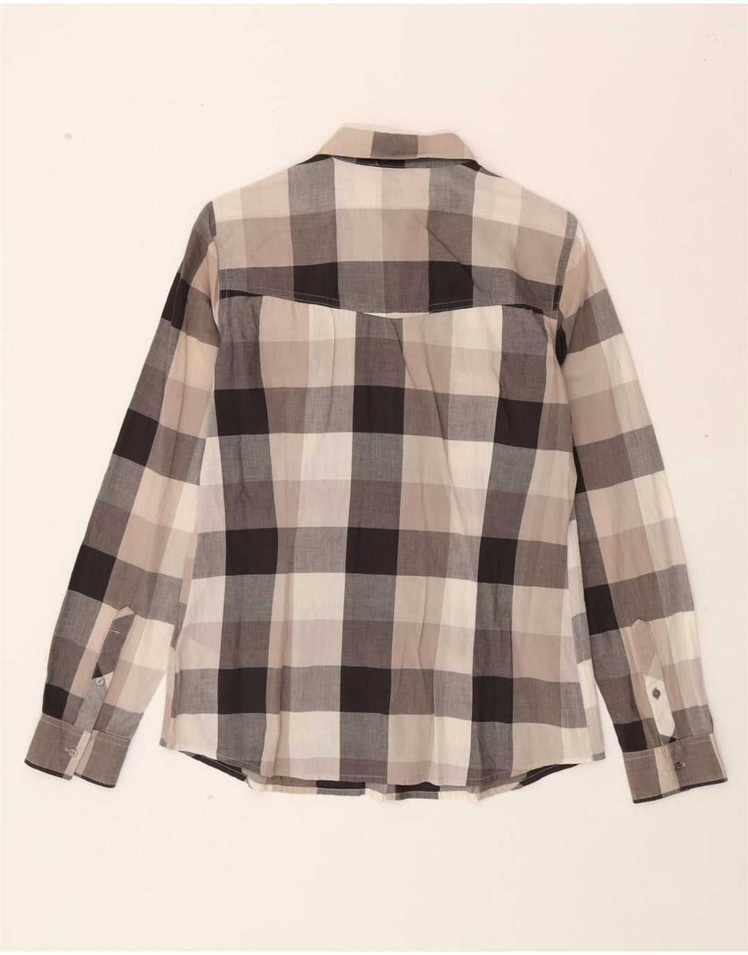 GAS Womens Shirt UK 14 Medium Beige Check Cotton Vintage Gas and Second-Hand Gas from Messina Hembry 
