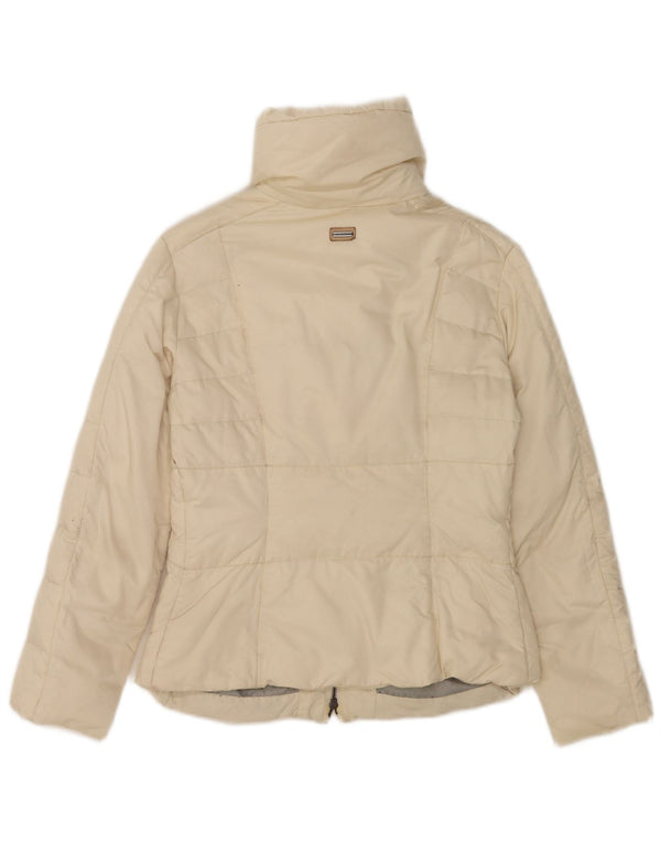 Trussardi Wattierte Damenjacke IT 46 Large aus cremefarbener Baumwolle