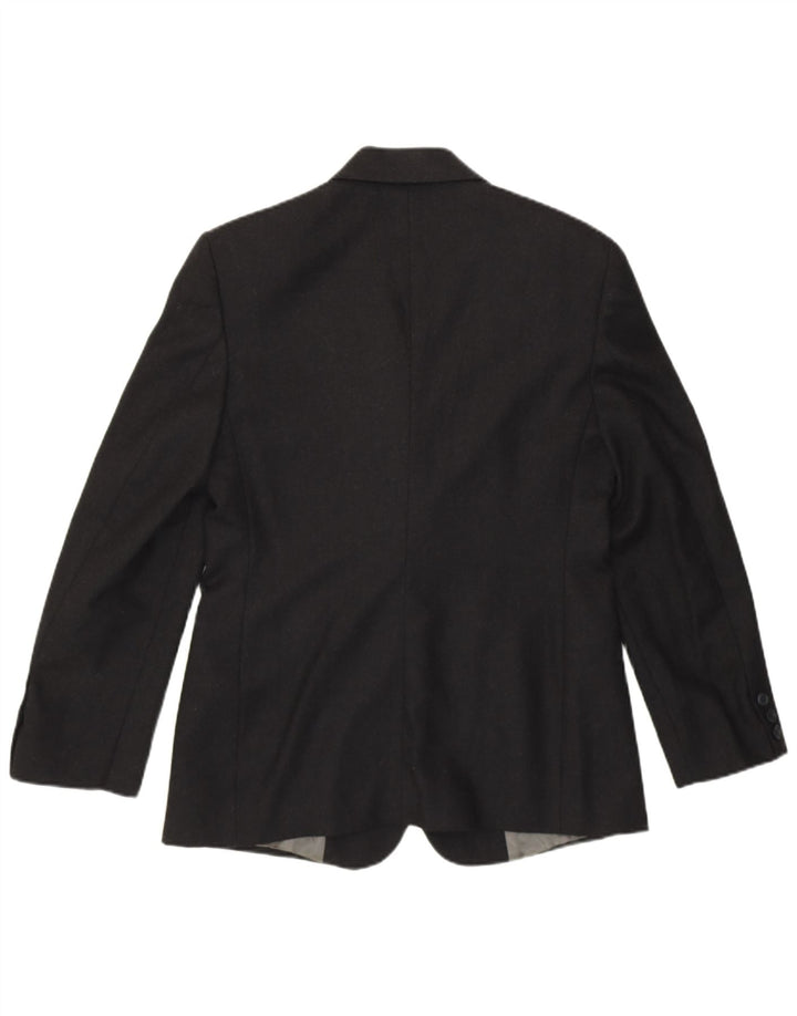 BENETTON Womens 2 Button Blazer Jacket IT 42 Medium Black New Wool