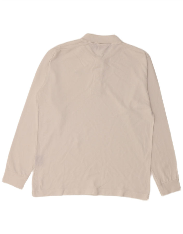 KAPPA Mens Long Sleeve Polo Shirt Medium White Cotton