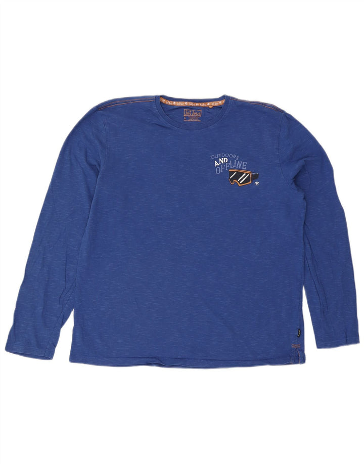 Fat Face Mens Graphic Top Long Sleeve Large Blue Flecked Cotton