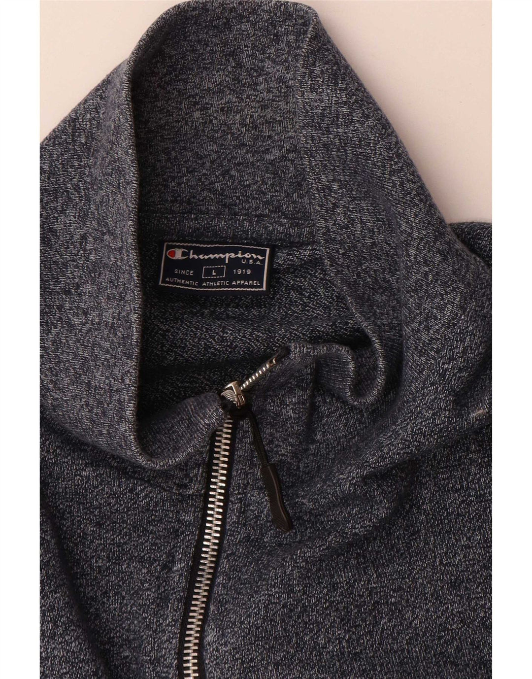 Champion Mens Tracksuit Top Jacket Large Navy Blue Flecked Cotton