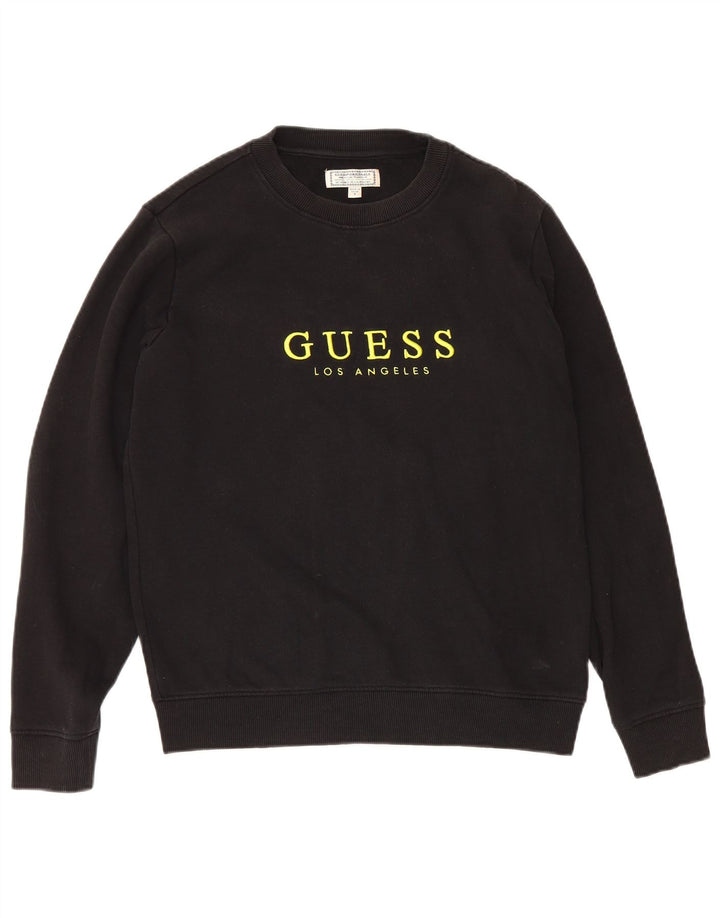 Guess Felpa grafica da uomo Maglione piccolo cotone nero