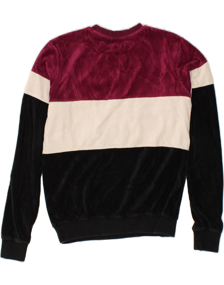 FILA Womens Oversized Graphic Sweatshirt Jumper UK 2 2XS Maroon Vintage Fila and Second-Hand Fila from Messina Hembry 