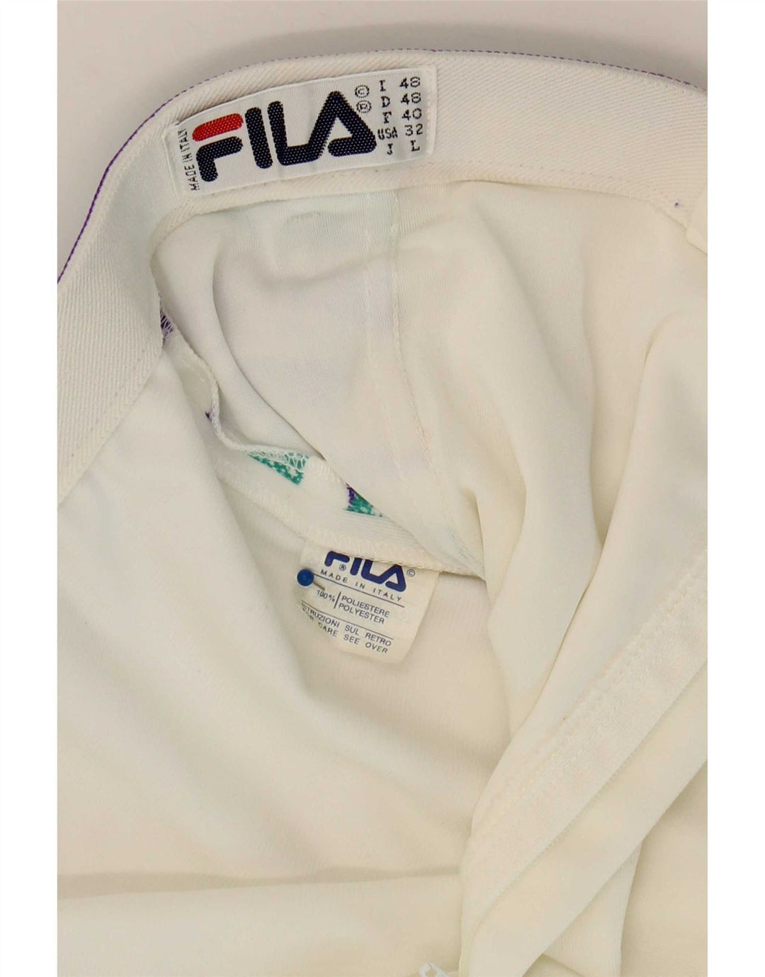 Fila Masculino Casual Shorts IT 48 Médio W32 Poliéster Listrado Branco