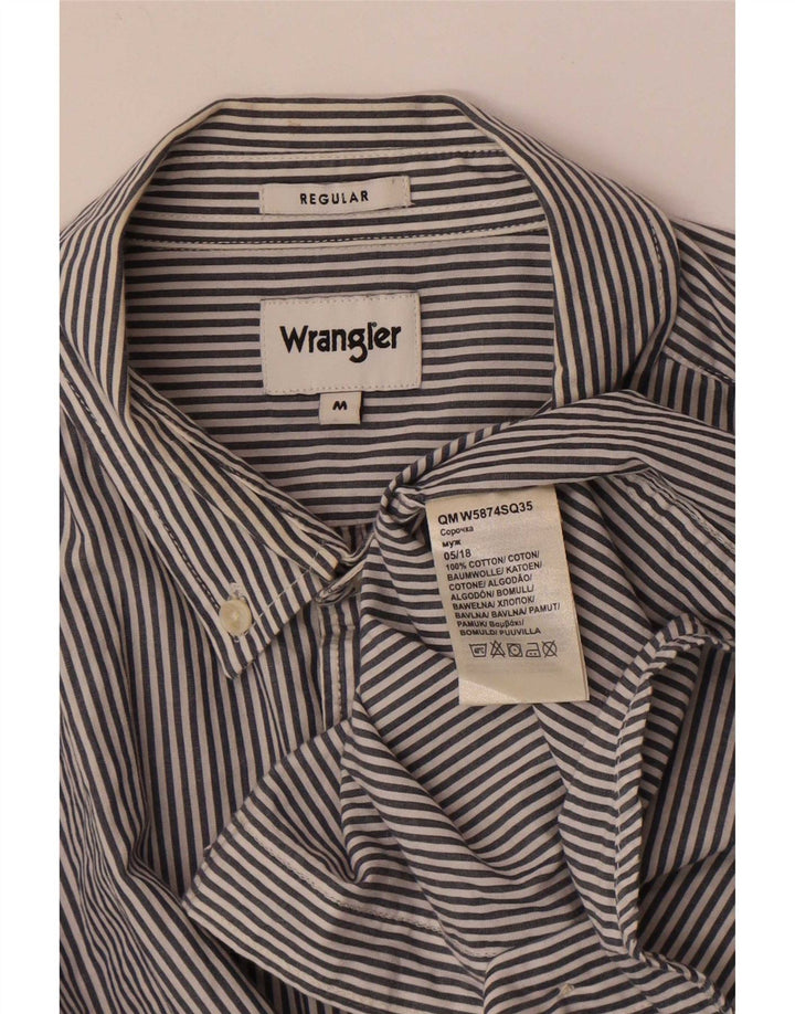 Wrangler Mens Regular Fit Shirt Medium Grey Pinstripe Cotton