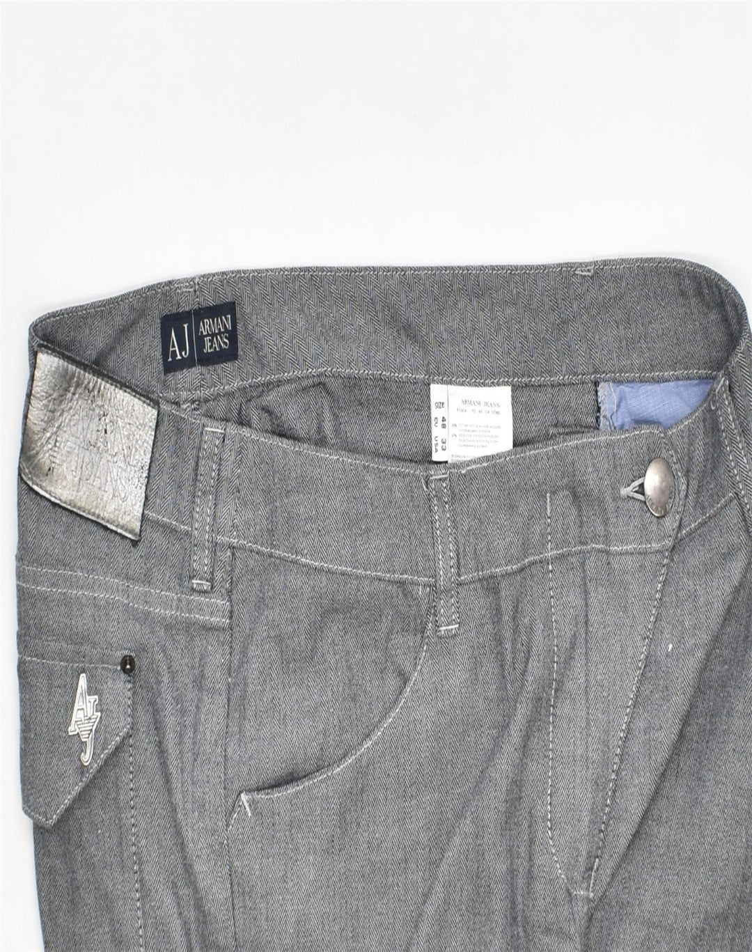 ARMANI Womens Straight Casual Trousers W38 L29 Grey Cotton | Vintage | Thrift | Second-Hand | Used Clothing | Messina Hembry 