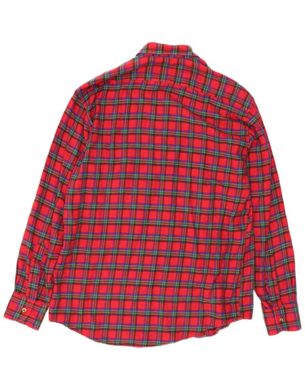 Cross Country Mens Flannel Shirt Medium Red Check Cotton