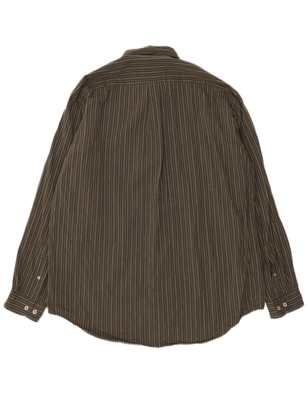 Marlboro Classics Mens Shirt 2XL Khaki Striped Cotton