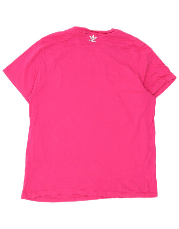 Adidas Damen Grafik T-Shirt Top UK 16 Large Rosa Baumwolle