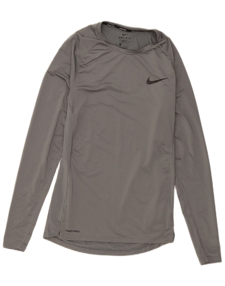 Nike Mens Tight Fit Top Long Sleeve Large Grey Polyester