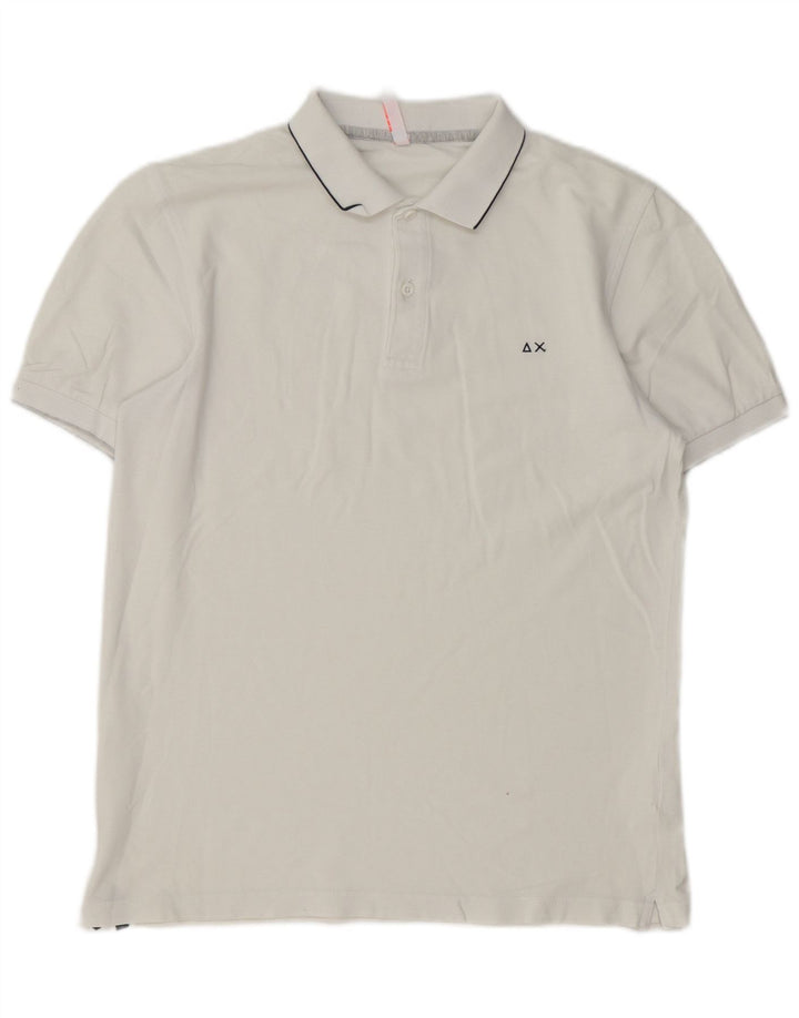 Sun68 Mens Polo Shirt Medium White Cotton
