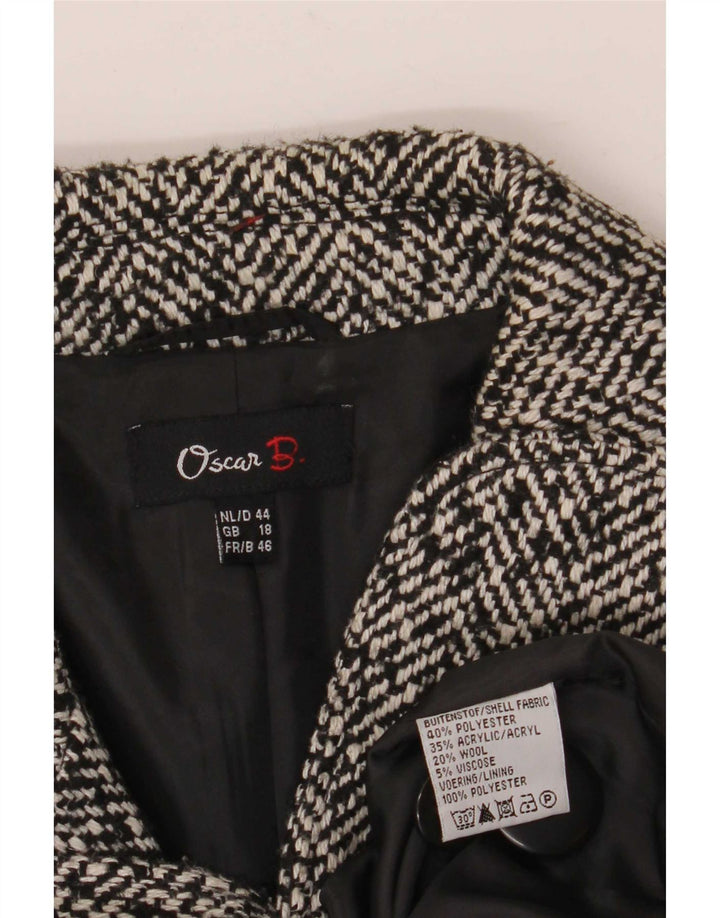 Oscar B Damen-Blazerjacke mit 3 Knöpfen, UK 18, XL, Schwarz, Chevron-Polyester